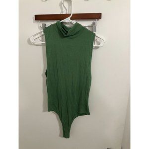 AMVi Women's Mock Neck Sleeveless Bodysuit, Green, Small